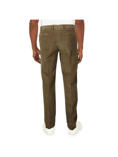 TORIN OPIFICIO Mens Brown Flat Front, Classic Fit Pants 58