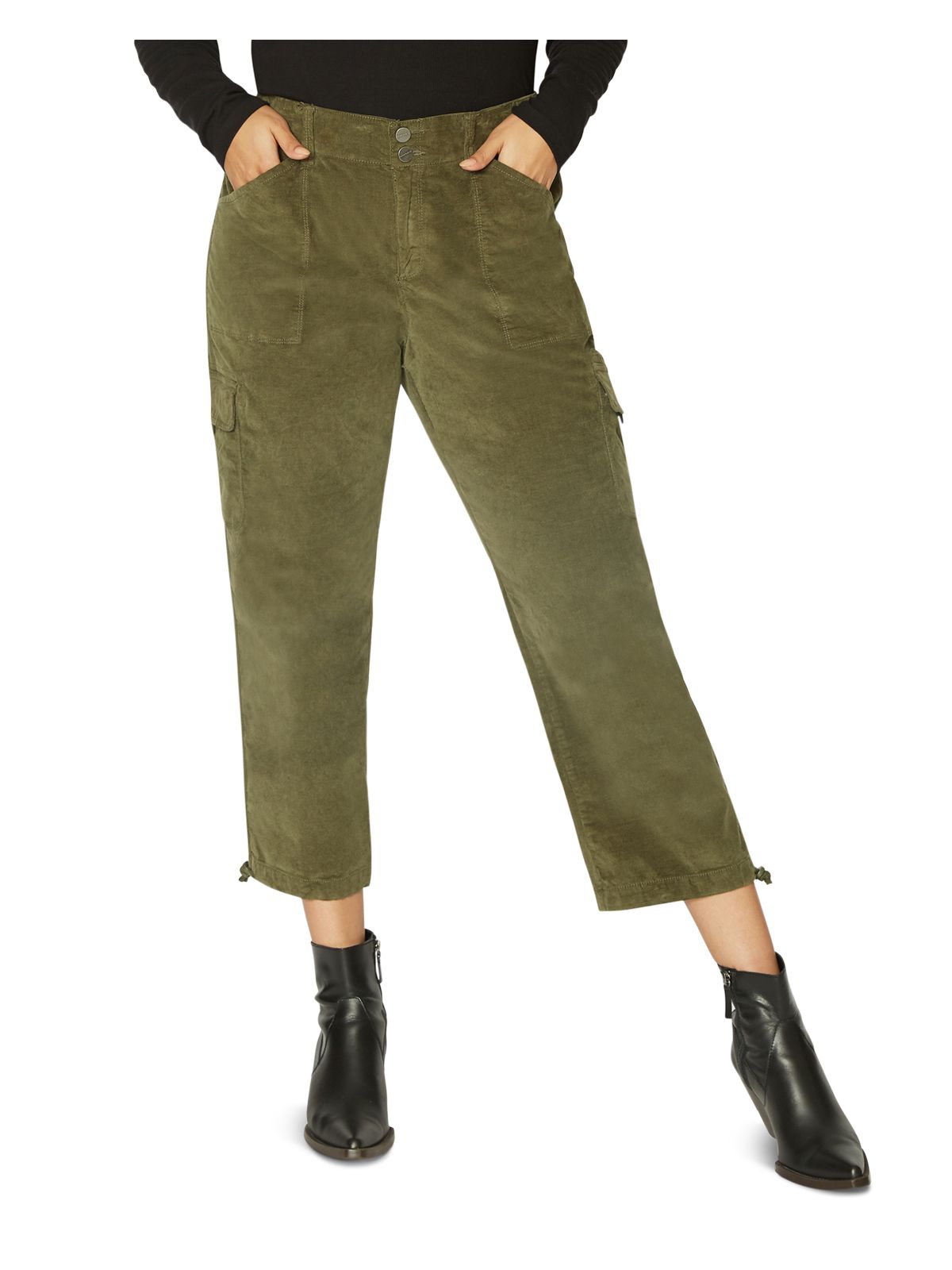 SANCTUARY Womens Green Zippered Pocketed Curve Corduroy Crop Wear To Work Cargo Pants Plus 16W