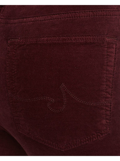 ADRIANO GOLDSCHMIED Womens Maroon Pocketed Zippered Skinny Jeans