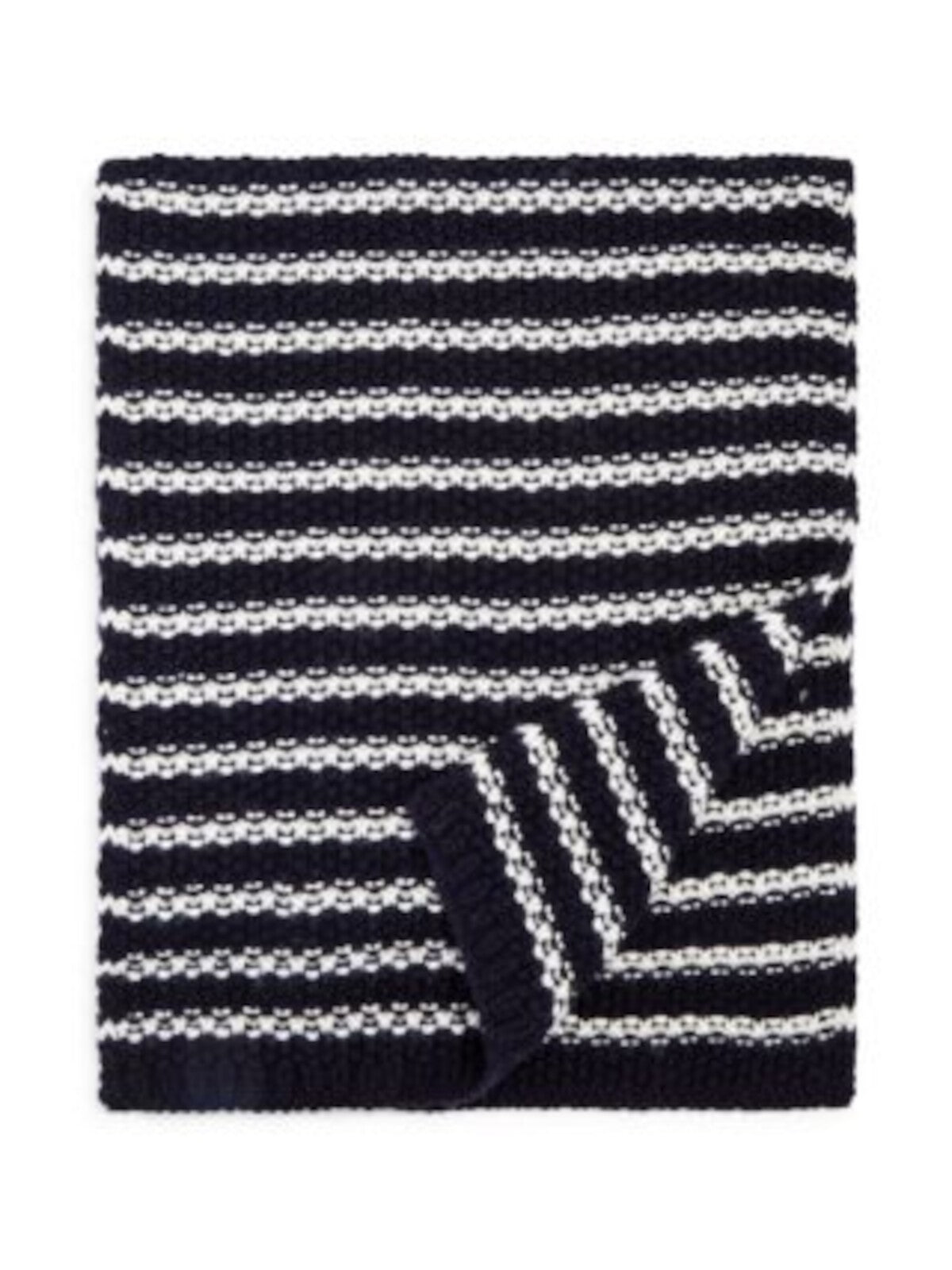 THE MENS STORE Womens Navy Ivory Chunky Knit Winter Scarf