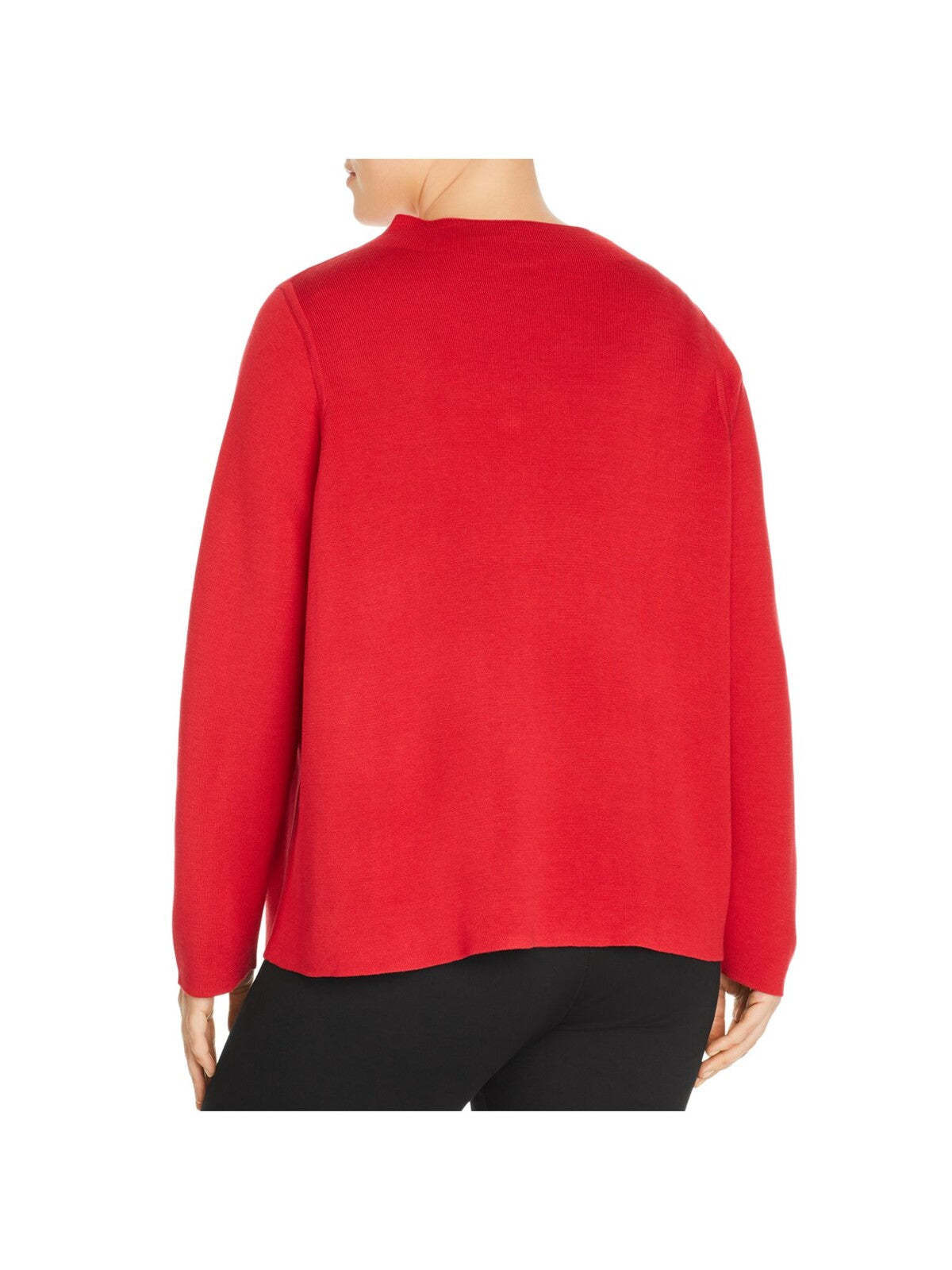 EILEEN FISHER Womens Red Stretch Ribbed Funnel Neck Long Sleeve Wear To Work Sweater Plus 1X
