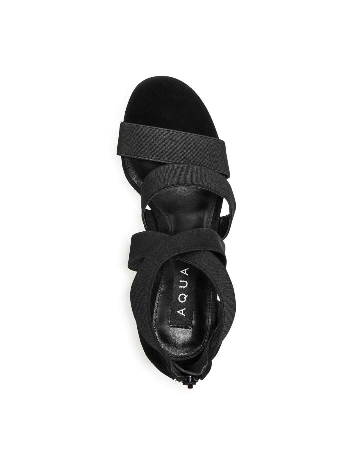 AQUA Womens Black Crisscross Straps Strappy Padded Frenz Round Toe Block Heel Zip-Up Suede Heeled Gladiator Sandal 6 M