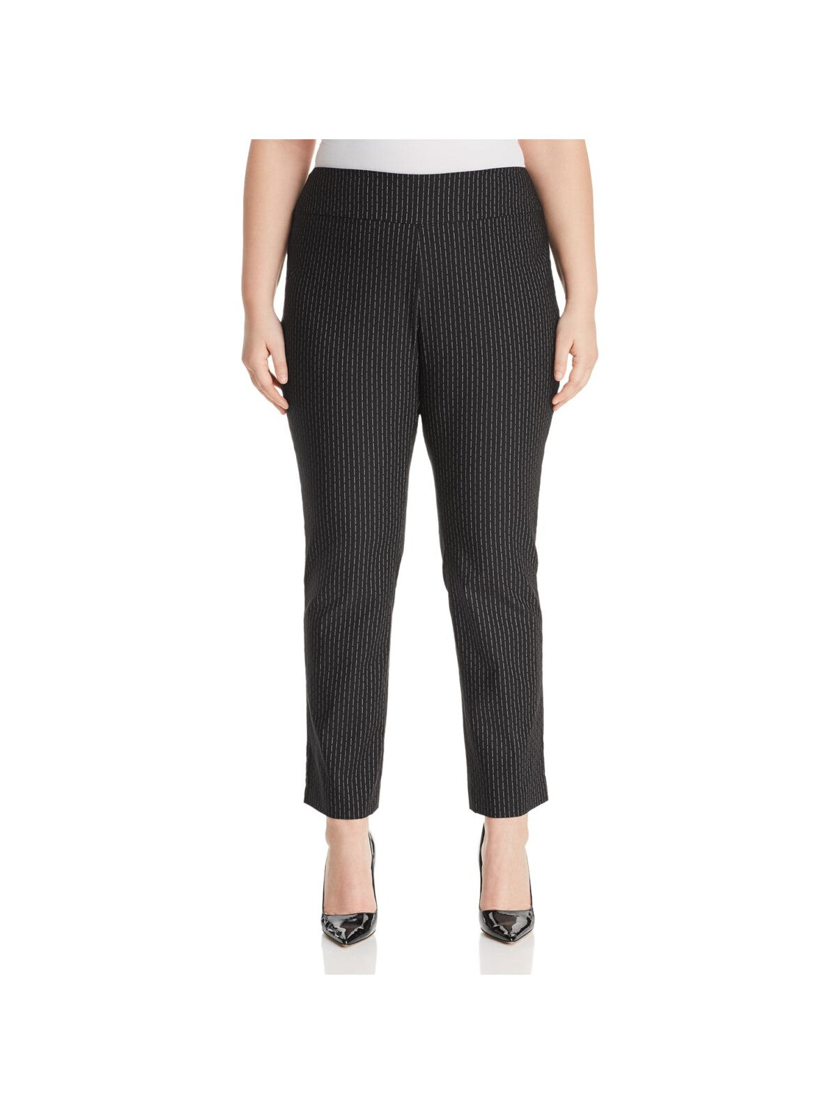 NIC+ZOE Womens Black Stretch Slitted Darted Pull On Ankle Wear To Work Straight leg Pants Plus 20W