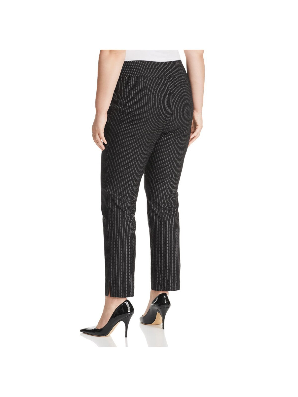 NIC+ZOE Womens Black Stretch Slitted Darted Pull On Ankle Wear To Work Straight leg Pants Plus 20W