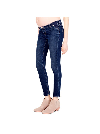 INGRID & ISABEL Womens Navy Stretch Zippered Pocketed Elastic Waist Insets Under Belly Skinny Jeans Maternity 27 Waist