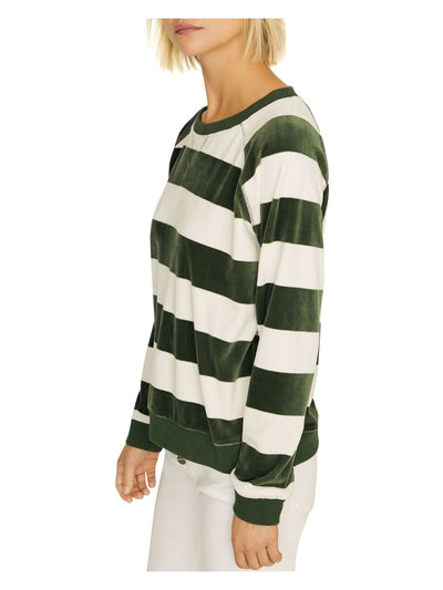SANCTUARY Womens Green Striped Long Sleeve Crew Neck Sweater XXS