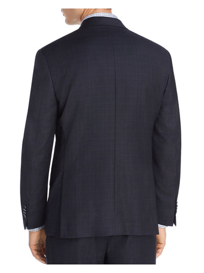 MICHAEL KORS Mens Navy Single Breasted, Windowpane Plaid Classic Fit Suit Separate Blazer Jacket 38S