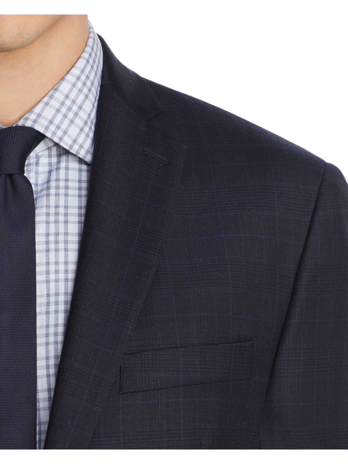 MICHAEL KORS Mens Navy Single Breasted, Windowpane Plaid Classic Fit Suit Separate Blazer Jacket 38R