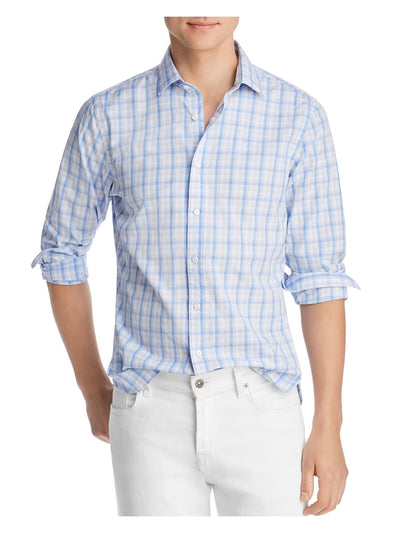 The Mens store Mens Blue Plaid Slim Fit Button Down Casual Shirt S