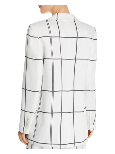 EQUIPMENT FEMME Womens White Pocketed Striped Blazer Jacket Size: 10