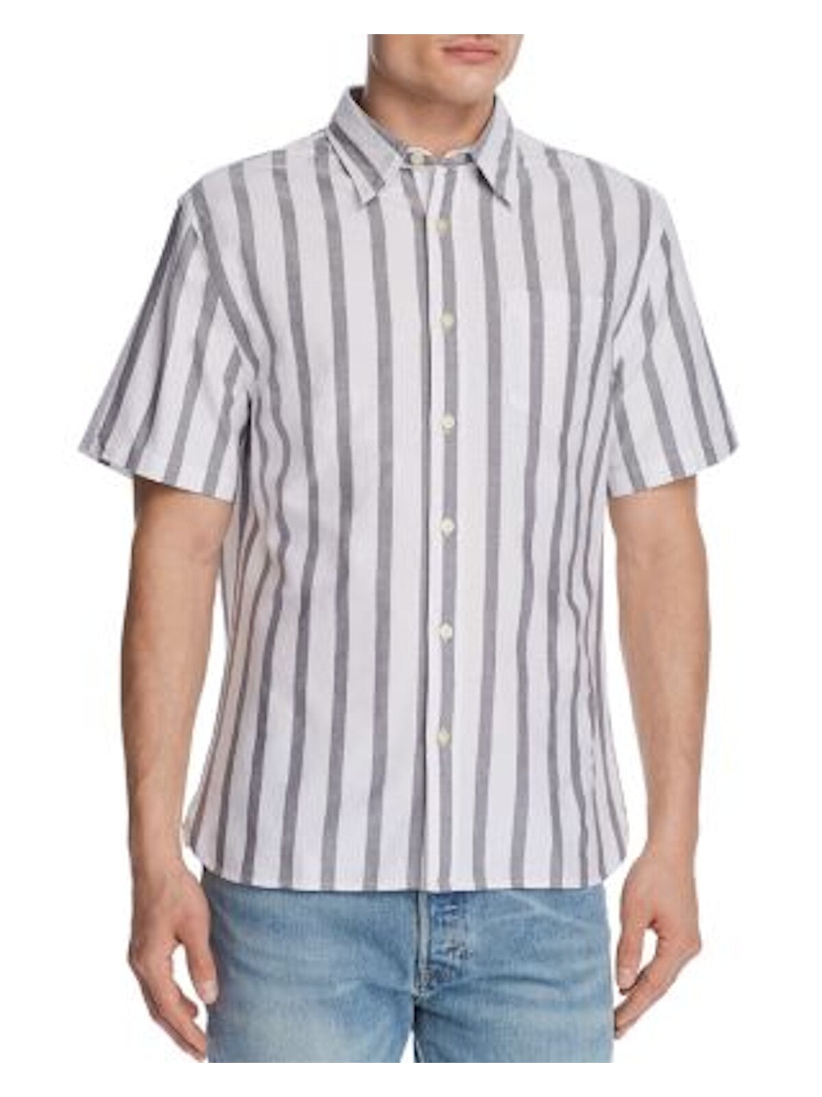 JACHS NEW YORK Mens Gray Striped Collared Shirt XL
