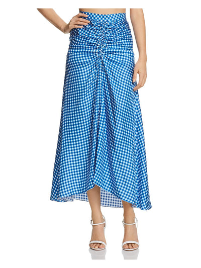 PAPER LONDON Womens Blue Check Maxi Mermaid Skirt Size: 4