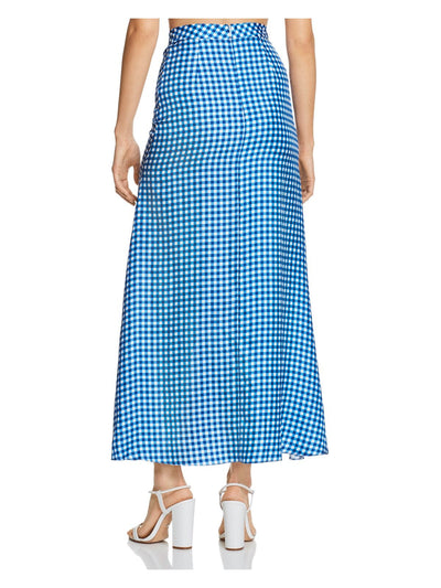 PAPER LONDON Womens Blue Check Maxi Mermaid Skirt Size: 4