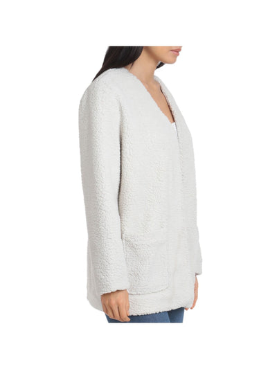 BAGATELLE Womens Ivory Pocketed Lined Long Sleeve Open Front Sweater XL