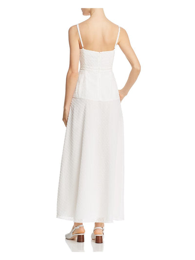 FAME AND PARTNERS Womens White Spaghetti Strap Maxi Sheath Formal Dress Size: 6