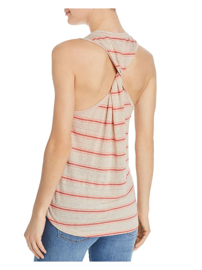 JOIE Womens Beige Striped Sleeveless Jewel Neck Tank Top Size: L