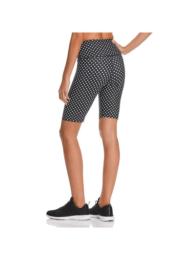 AQUA ATHLETIC Womens Black Stretch Pocketed Bike Polka Dot Active Wear Shorts M