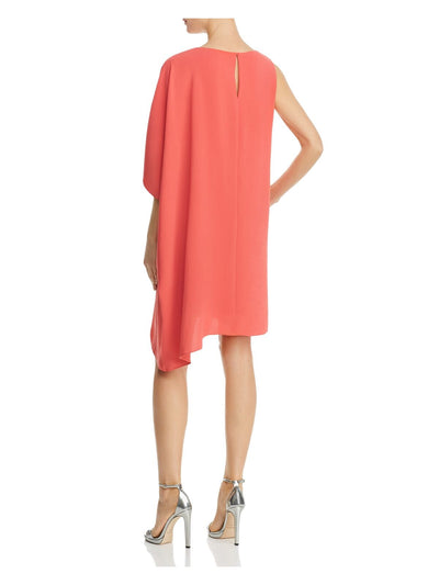 ADRIANNA PAPELL Womens Coral Jewel Neck Knee Length Evening Shift Dress 4