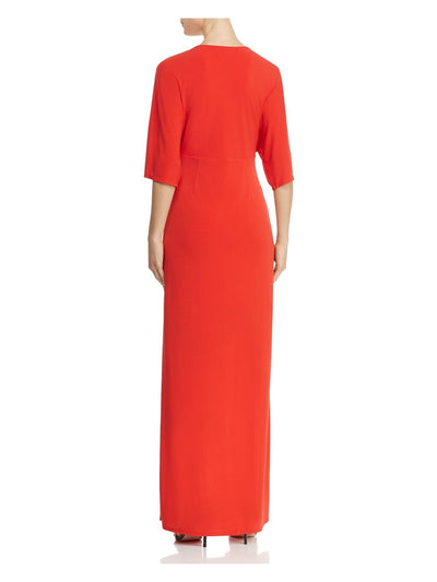 LAUNDRY Womens Red Dolman Sleeve V Neck Maxi Sheath Formal Dress Size: 2
