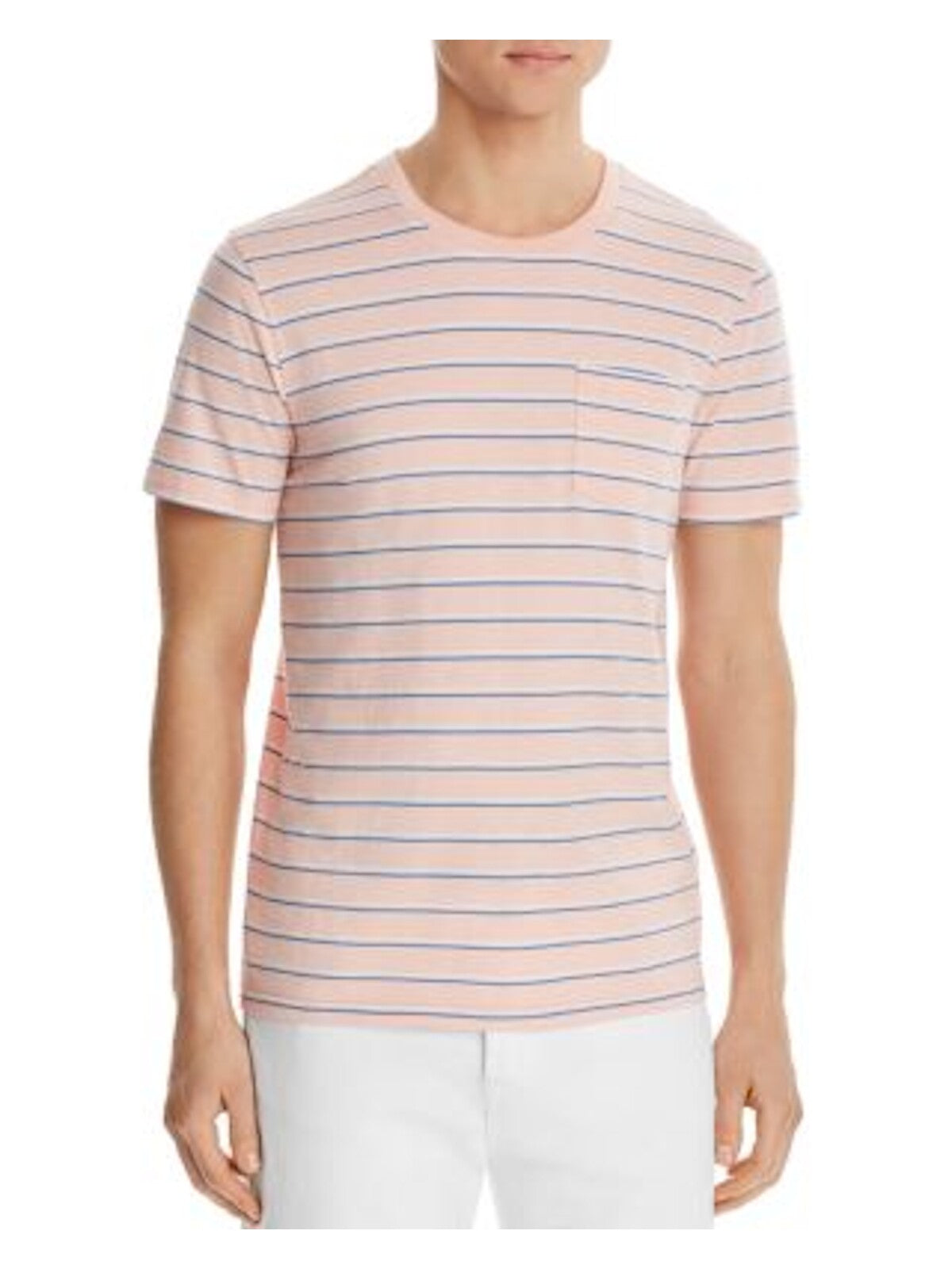 Pacific and Park Mens Pink Striped Classic Fit Cotton Blend T-Shirt S