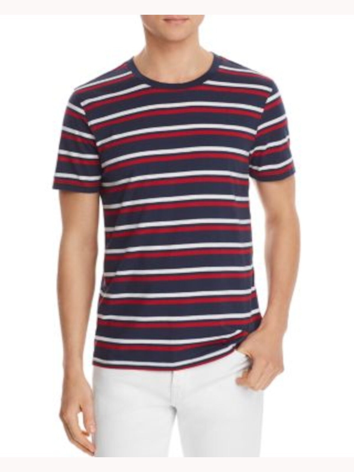 Pacific and Park Mens Navy Striped T-Shirt L