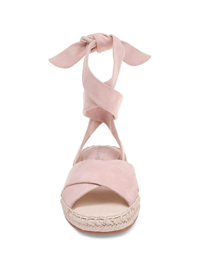 SPLENDID Womens Pink Crisscross Straps Padded Non-Slip Tereza Round Toe Platform Lace-Up Leather Espadrille Shoes M