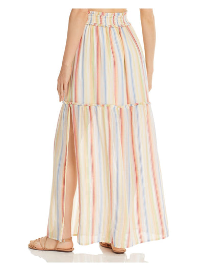 Suboo Womens Yellow Striped Full-Length Pleated Skirt 0
