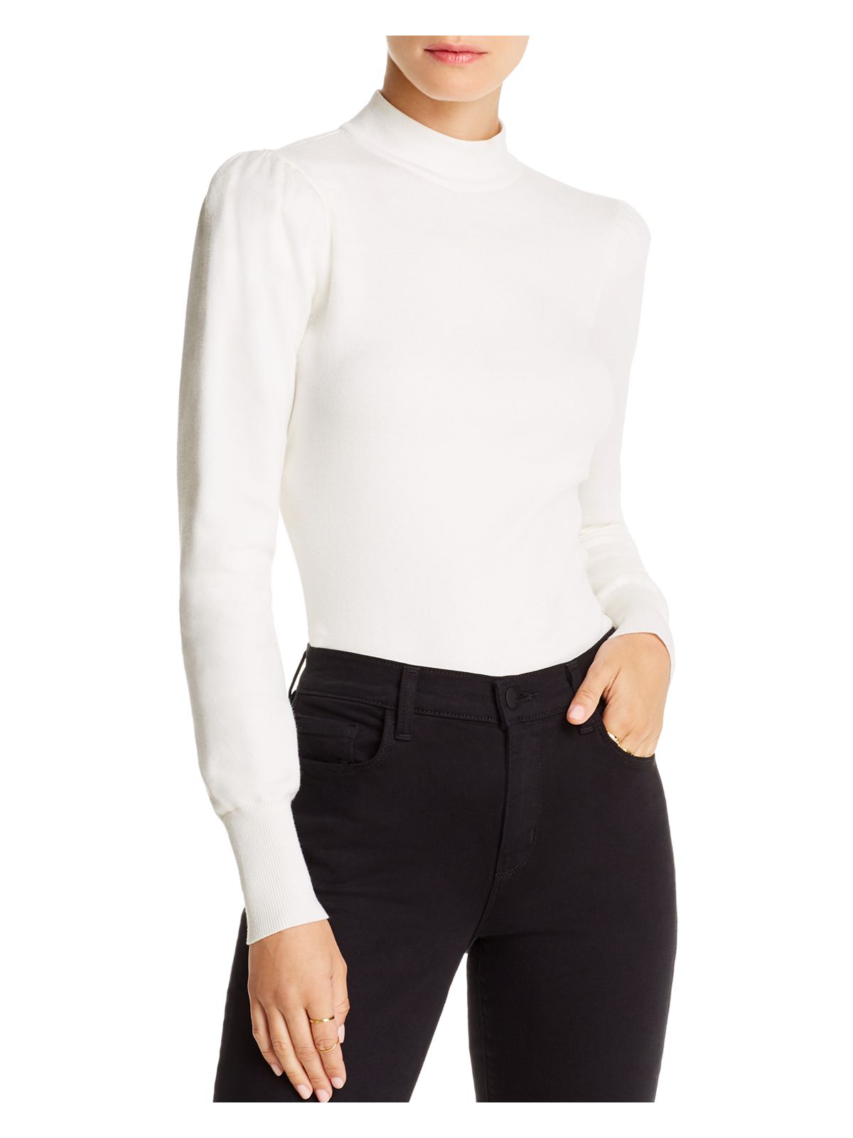 LINI Womens Ivory Pouf Turtle Neck Sweater S