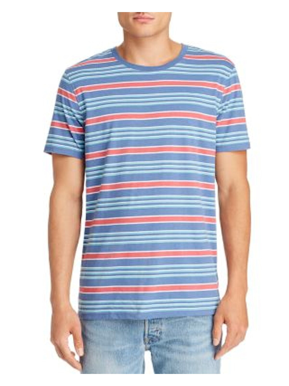 Pacific and Park Mens Blue Lightweight Striped Classic T-Shirt L