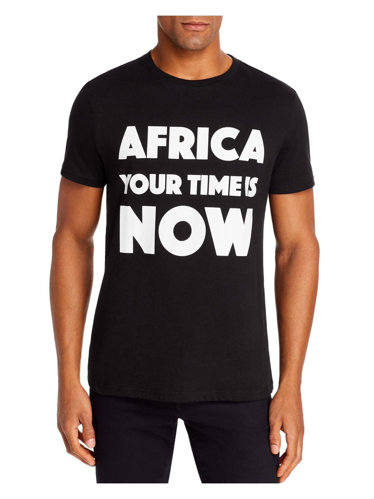 AFRICA YOUR TIME Mens Black Graphic Short Sleeve T-Shirt XL