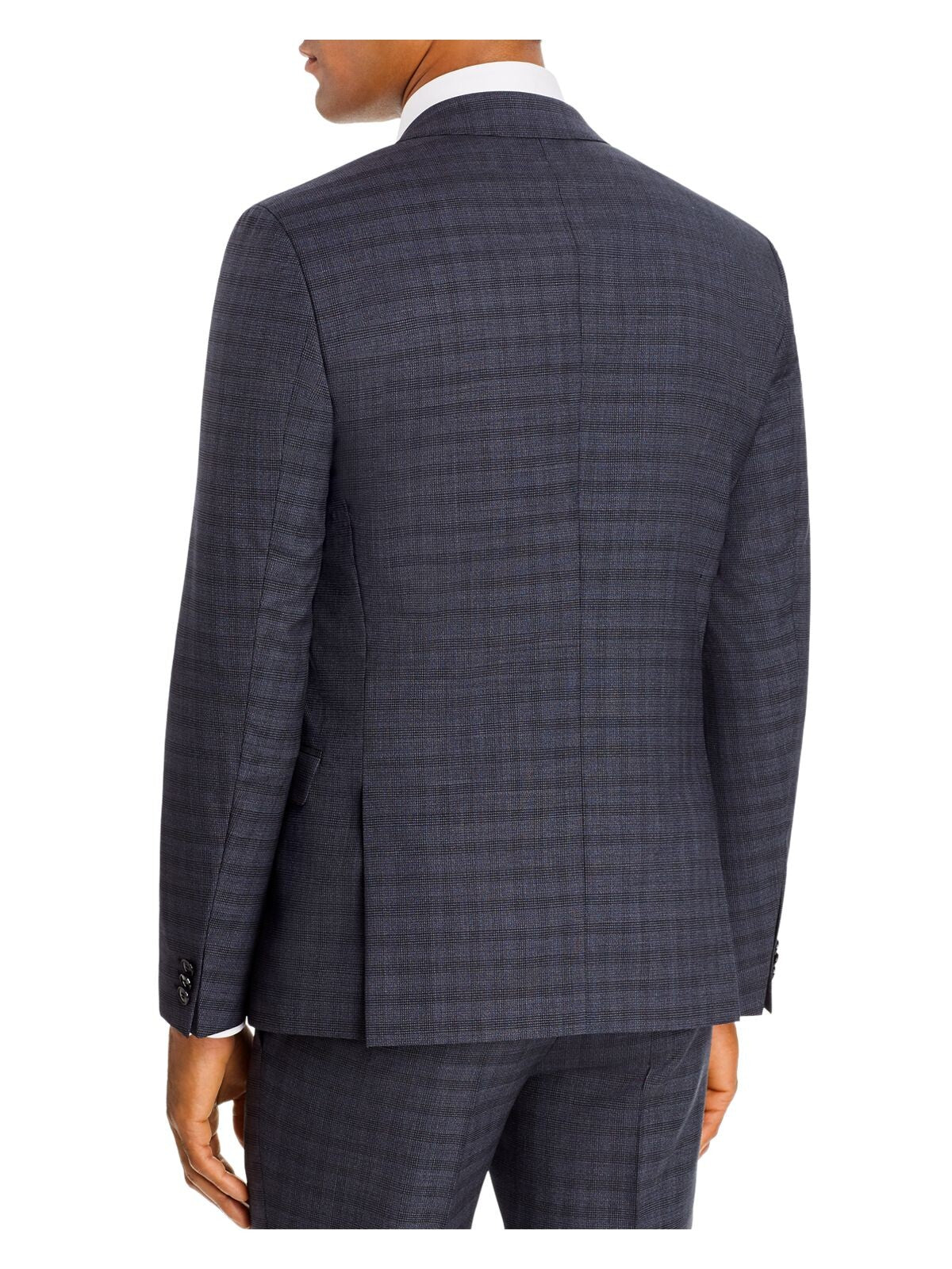 HUGO BOSS Mens Arti Navy Single Breasted, Plaid Extra Slim Fit Wool Blend Suit Separate Blazer Jacket 40R