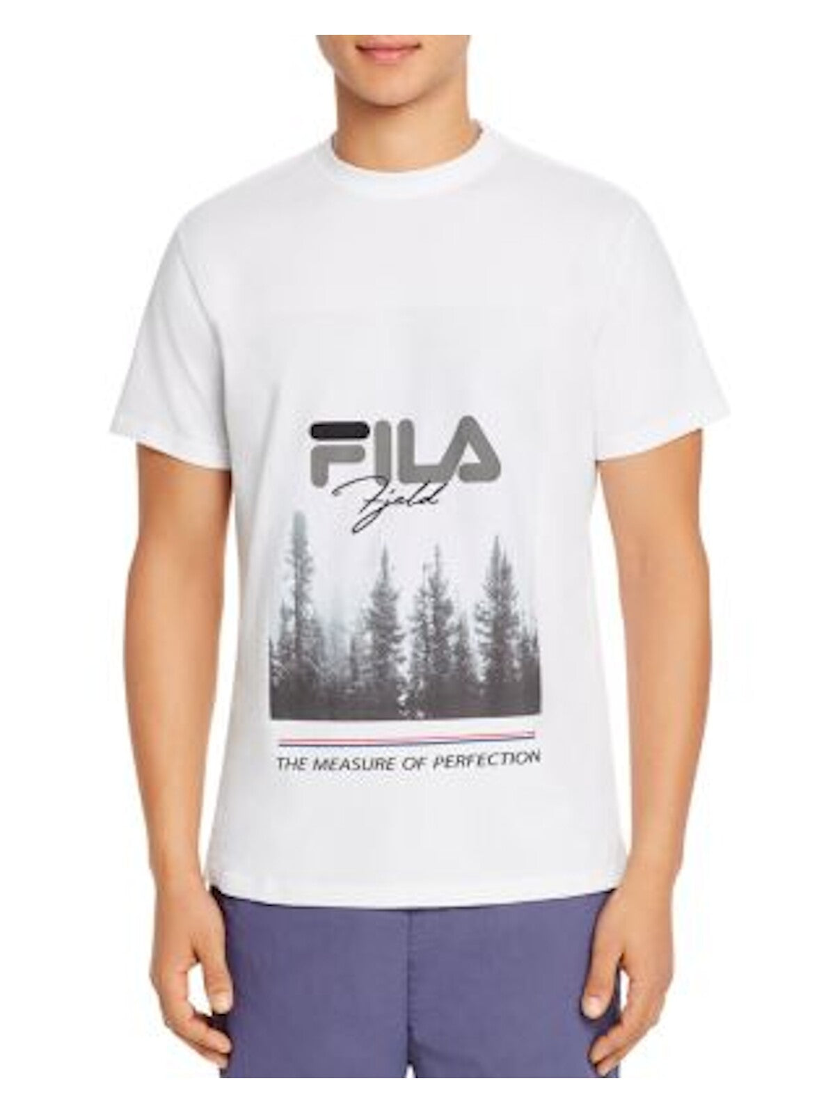 FILA Mens White Logo Graphic Short Sleeve Classic Fit T-Shirt M