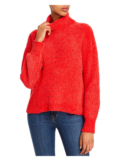 AQUA Womens Red Long Sleeve Turtle Neck Sweater Size: S