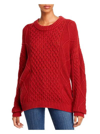 AQUA Womens Orange Textured Sweater Size: XS