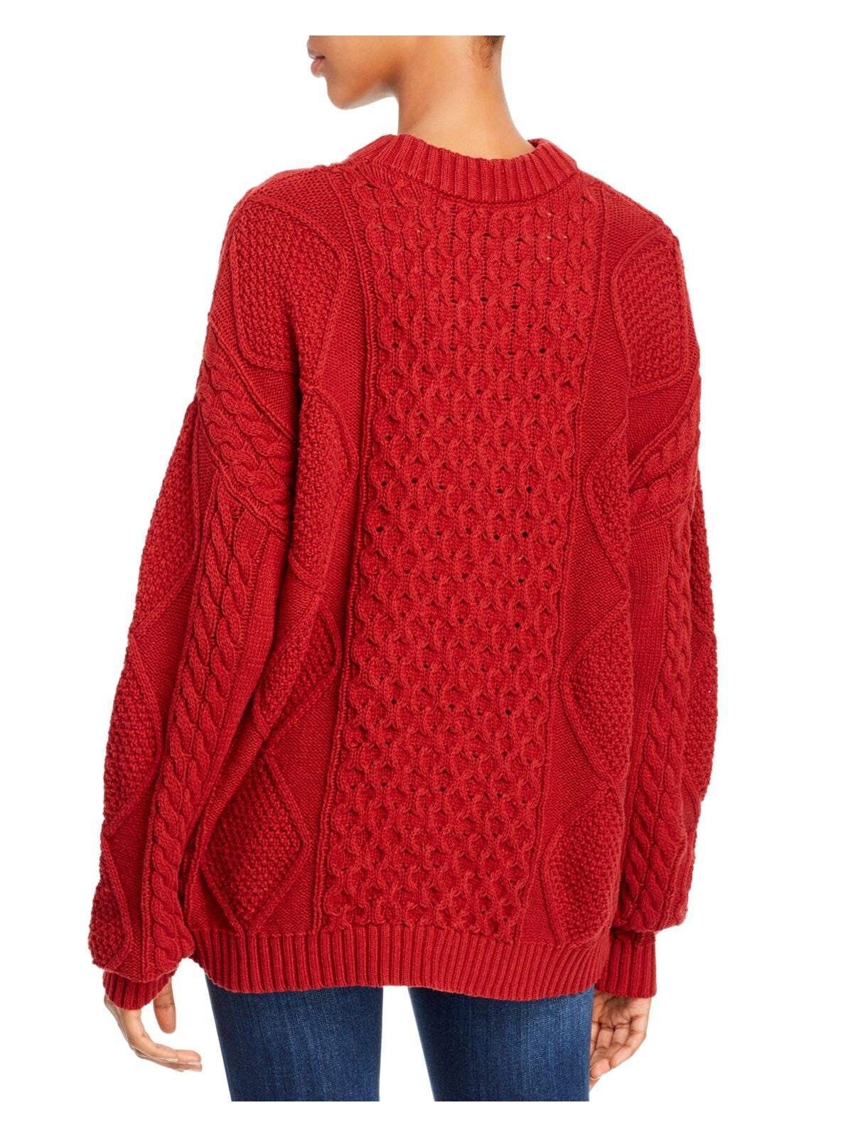 AQUA Womens Orange Textured Sweater Size: XS
