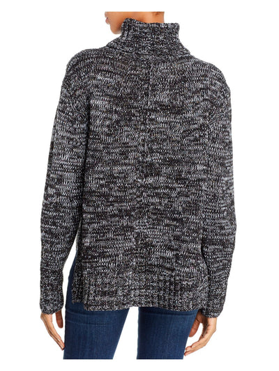 AQUA Womens Gray Embellished Ribbed Knitted Long Sleeve Turtle Neck Sweater M