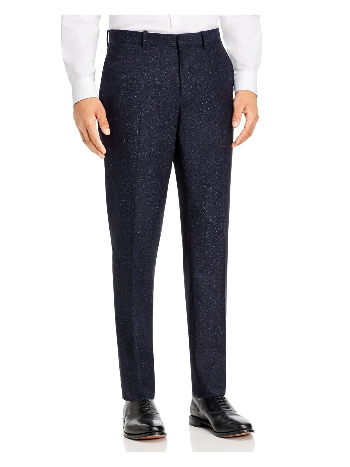 THEORY Mens Mayer Bowen Blue Flat Front, Tapered, Speckle Classic Fit Pants 32