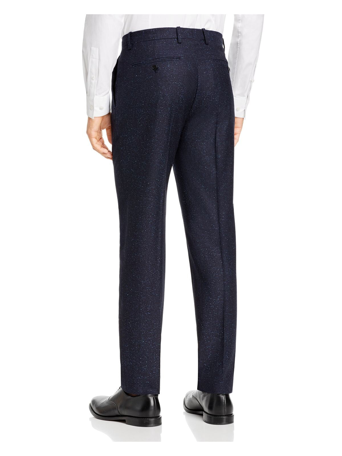 THEORY Mens Mayer Bowen Navy Flat Front, Tapered, Speckle Classic Fit Pants 33
