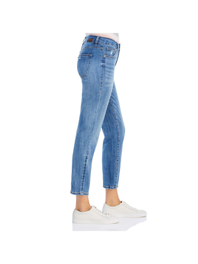JAG Womens Blue Denim Pocketed Distressed Straight Leg Stretch High Waist Jeans 2\26