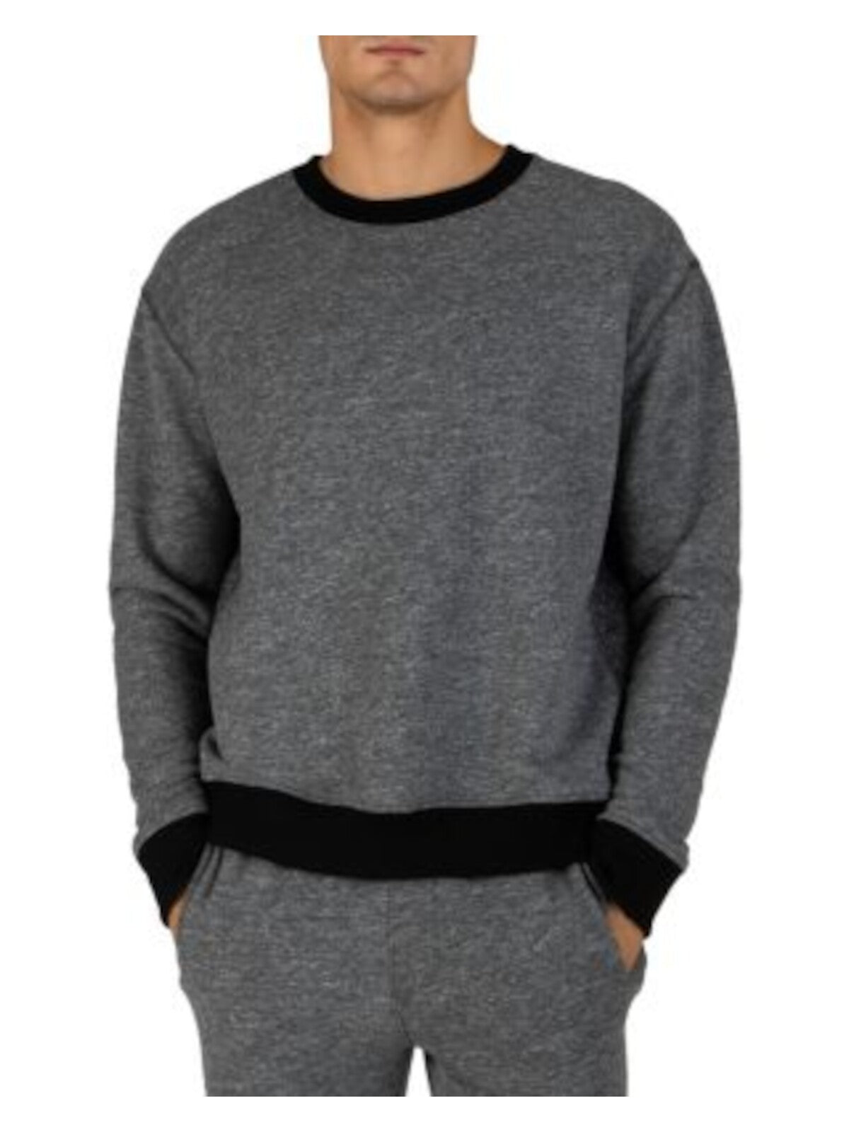 ATM Mens Gray Color Block Crew Neck Classic Fit Sweatshirt L