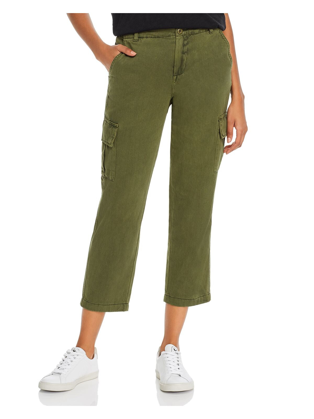 BLANK NYC Womens Green Pocketed Zippered Cropped Cargo Pants Size: 24