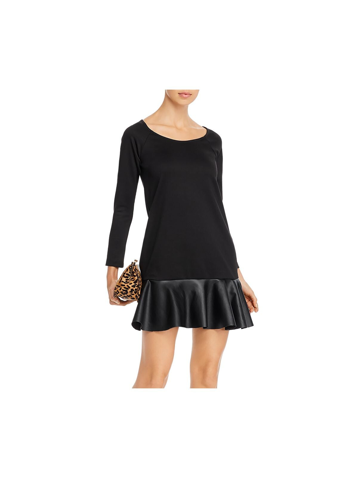 AQUA Womens Black Long Sleeve Mini Mermaid Evening Dress Size: M
