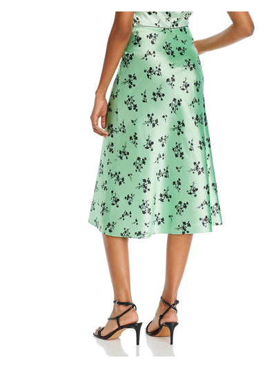 LIKELY Womens Green Lace Trimmed Floral Midi Skirt Size: 4
