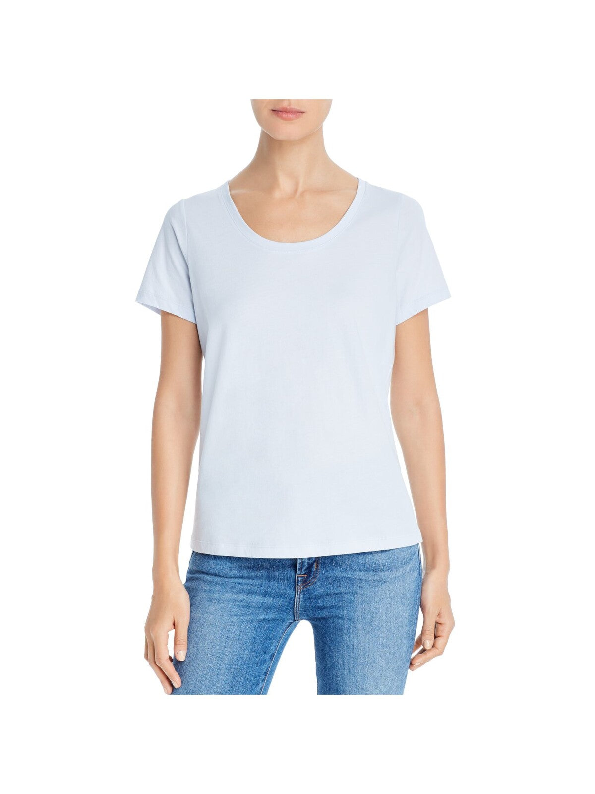 EILEEN FISHER Womens Light Blue Short Sleeve Scoop Neck T-Shirt S