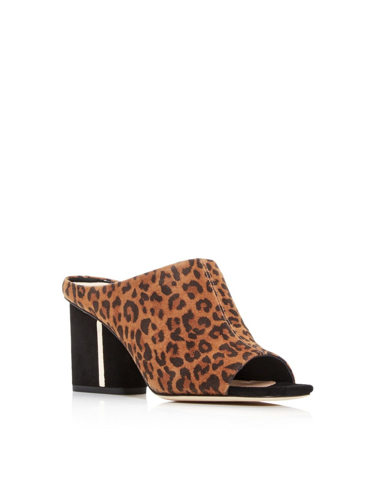 VIA SPIGA Womens Brown Leopard Print Metallic Trim Heel Cushioned Hennie Square Toe Block Heel Slip On Leather Heeled Mules Shoes 6.5 M