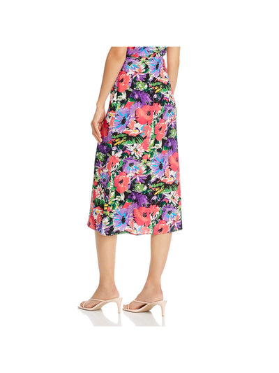 ART DEALER Womens Pink Gathered Tie Floral Midi Party A-Line Skirt S
