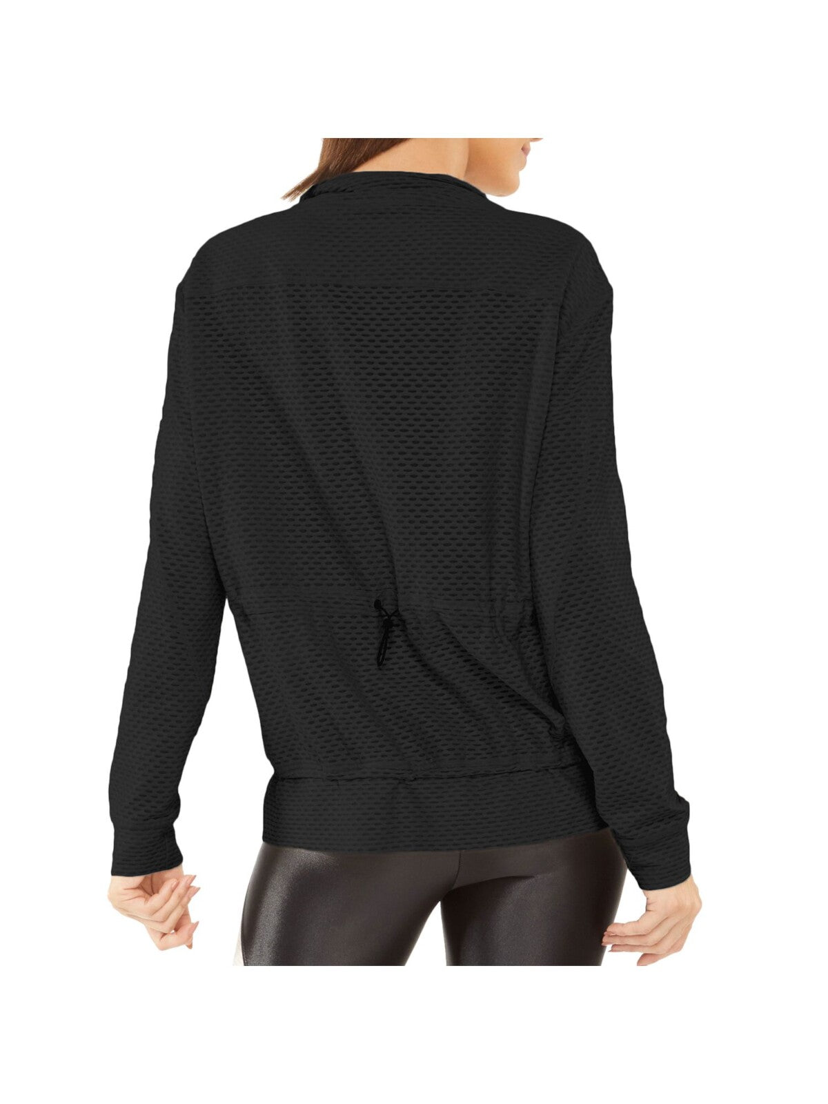KORAL Womens Black Mesh Pocketed Long Sleeve Collared Zip Up Jacket M