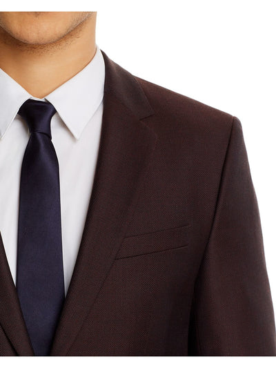 HUGO Mens Astian Burgundy Single Breasted, Extra Slim Fit Wool Blend Suit Separate Blazer Jacket 36R