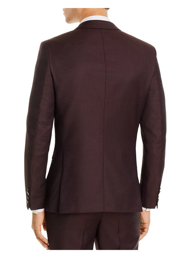 HUGO Mens Astian Burgundy Single Breasted, Extra Slim Fit Wool Blend Suit Separate Blazer Jacket 36R