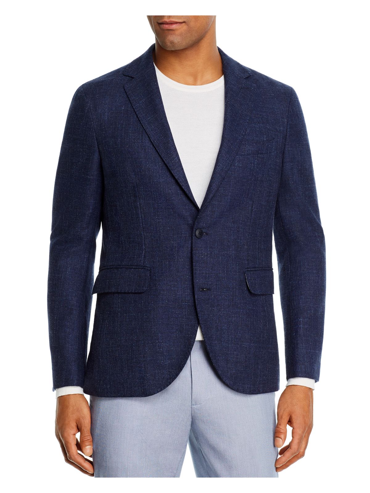 DYLAN GRAY Mens Navy Single Breasted, Cotton Blazer 46R
